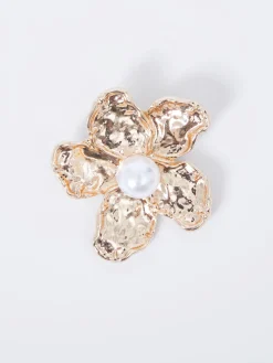 Faux Pearl Detail Flower Brooch