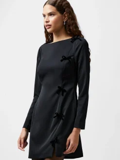 Fenix Satin Bow Long Sleeve Mini Dress
