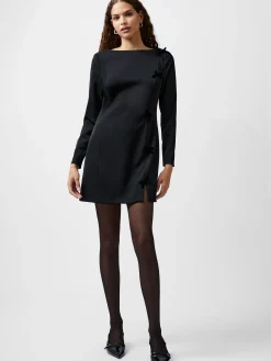 Fenix Satin Bow Long Sleeve Mini Dress