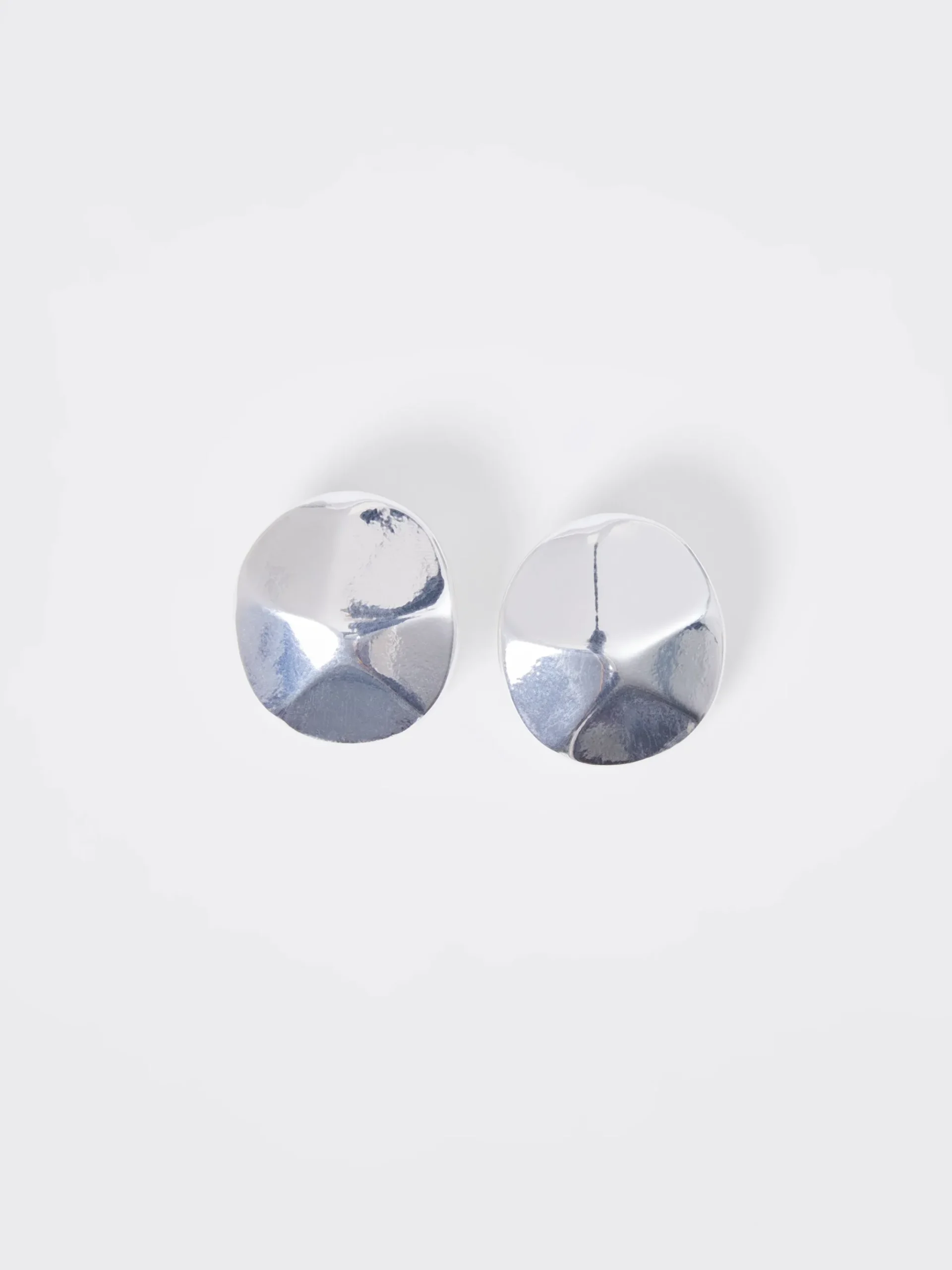 Hammered Circular Disc Stud Earrings