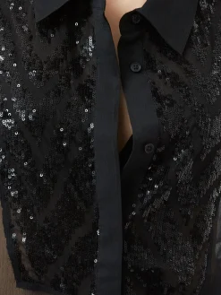 Hana Adalynn Sequin Bib Shirt