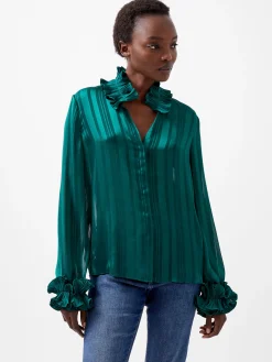 Hannielie Ruffle Neck Long Sleeve Shirt
