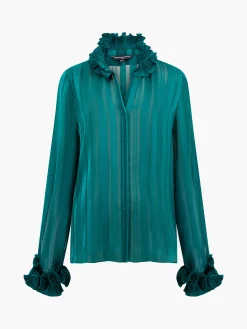 Hannielie Ruffle Neck Long Sleeve Shirt