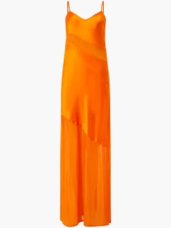 Inu Satin Strappy Mesh Maxi Dress