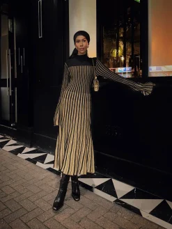 Journee Mari Lurex Long Sleeve Dress