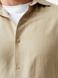 Long Sleeve Linen Blend Shirt