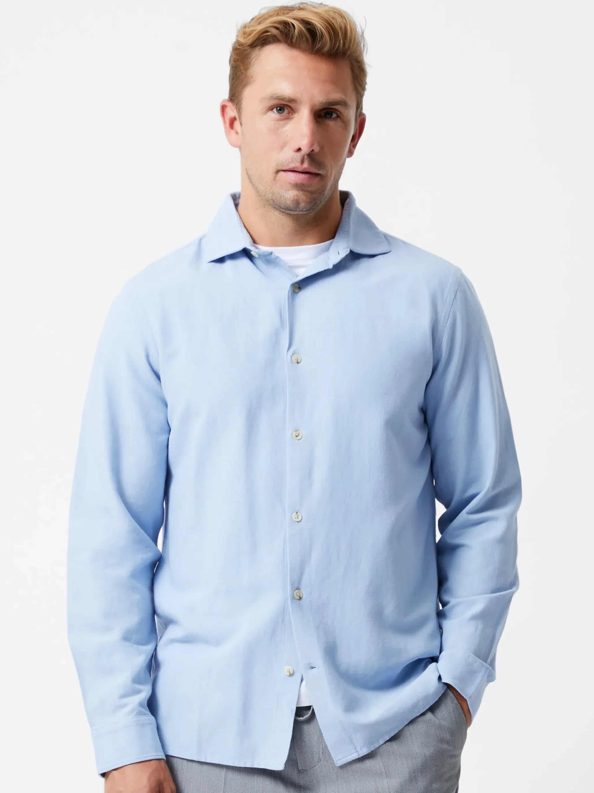 Long Sleeve Linen Blend Shirt