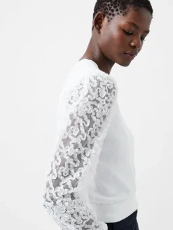 Luvy Embroidered Mesh Sleeve Jumper