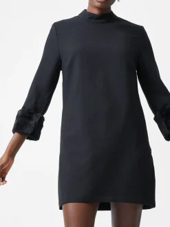 Luxe Faux Fur Three Quarter Sleeve Cuffs Mini Dress