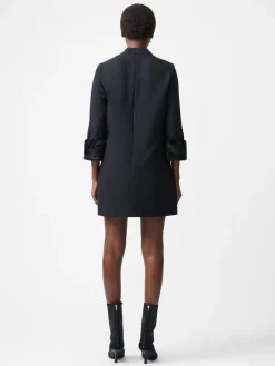 Luxe Faux Fur Three Quarter Sleeve Cuffs Mini Dress