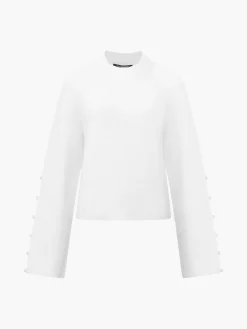 Melissa Boucle Button Detail Sleeve Jumper