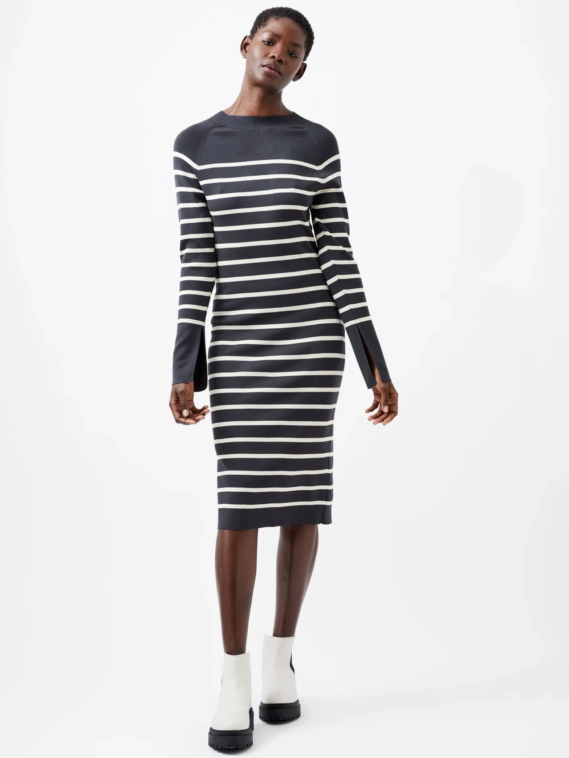 Milena Striped Knit Midi Dress