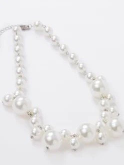Multi Faux Pearls Cluster Necklace