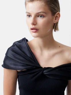 Noelani Asymmetrical Organza Off Shoulder Top