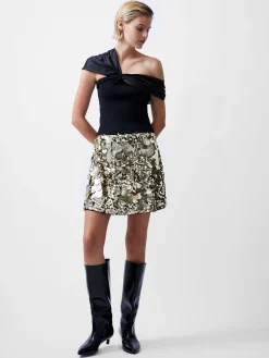 Noelani Asymmetrical Organza Off Shoulder Top