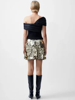 Noelani Asymmetrical Organza Off Shoulder Top