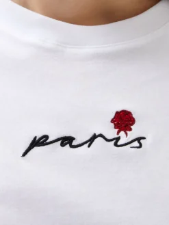 Paris Rose Embroidery T-Shirt