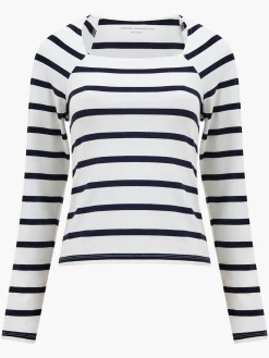 Rallie Stripe Square Neck Long Sleeve Top