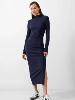 Rassia Long Sleeve Mock Dress Midi Dress
