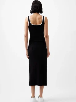 Rassia Rib Contrast Square Neck Midi Dress