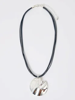 Rope Hammered Disc Pendant Necklace
