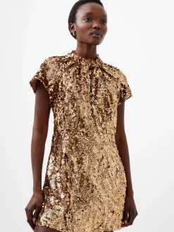Sequin Mesh Mini Dress