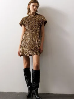 Sequin Mesh Mini Dress