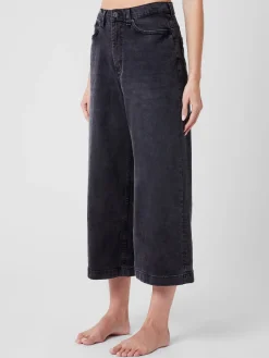 Stretch Denim Wide Leg Culottes 25 Inch