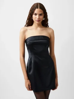 Structured Satin Bandeau Mini Dress