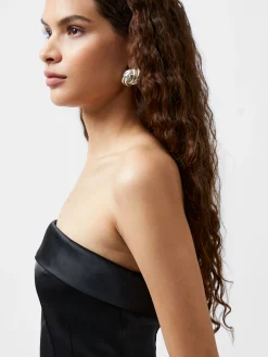 Structured Satin Bandeau Mini Dress