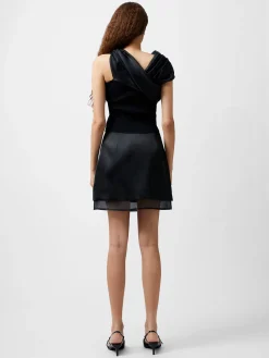 Structured Satin Chiffon Mini Skirt