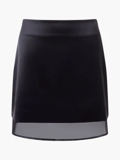 Structured Satin Chiffon Mini Skirt