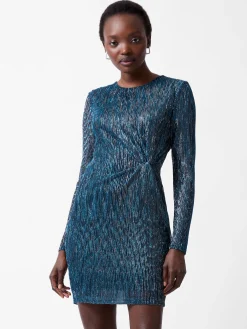 Tamy Lurex Long Sleeve Fitted Mini Dress