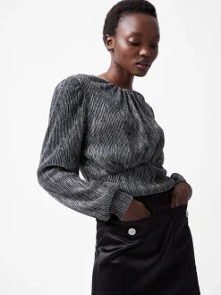 Tamy Lurex Plisse Long Sleeve Top