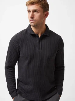 Textured Long Sleeve Polo Shirt