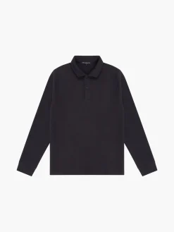 Textured Long Sleeve Polo Shirt