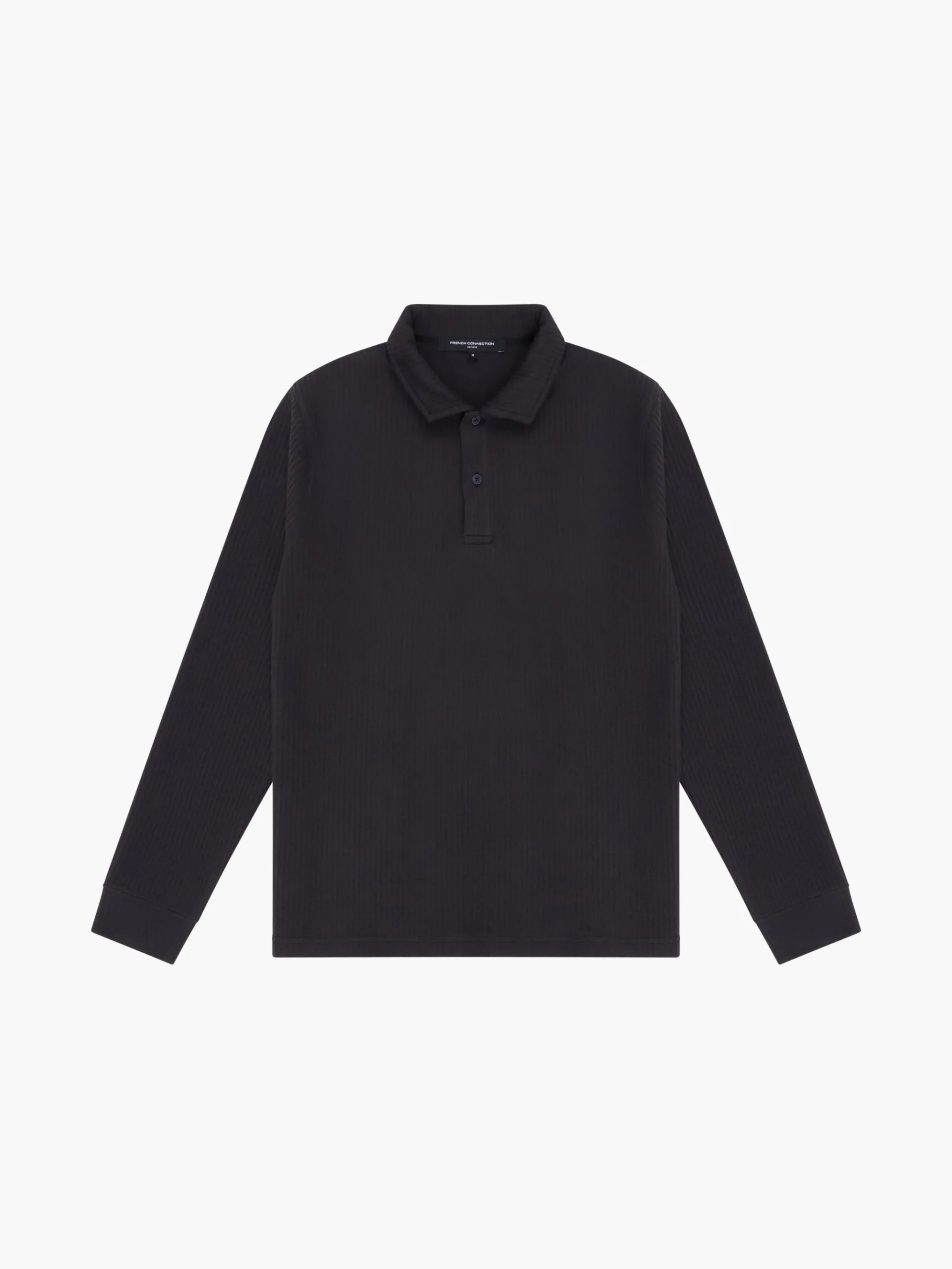 Textured Long Sleeve Polo Shirt