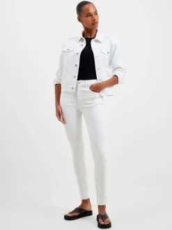 White Denim Stretch Trucker Jacket