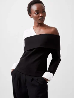 Xia Ponte Poplin Mix Long Sleeve Top