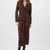Zaria Textured Abstract Print Long Sleeve Dress