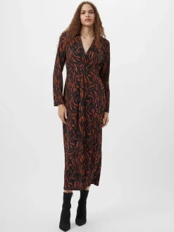Zaria Textured Abstract Print Long Sleeve Dress