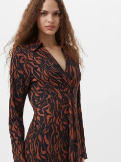 Zaria Textured Abstract Print Long Sleeve Dress