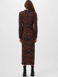 Zaria Textured Abstract Print Long Sleeve Dress